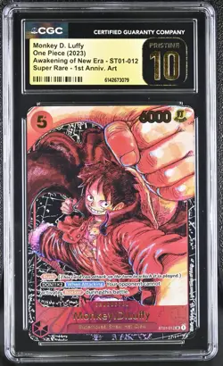 One Piece CCG Monkey.D.Luffy 1st Anniversary Super Rare ST01-012 CGC 10 Pristine - Image 1