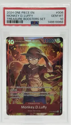 2024 One Piece EN Monkey D. Luffy ST10-006 SR Treasure Boosters Set PSA 10 - Image 1
