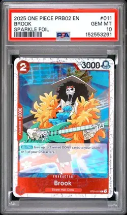 2025 One Piece PRB02 EN Brook PSA 10 GEM Sparkle Foil #011 - Image 1
