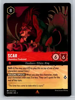 2023 Disney Lorcana - The First Chapter Scar - Shameless Firebrand Rare #123 - Image 1