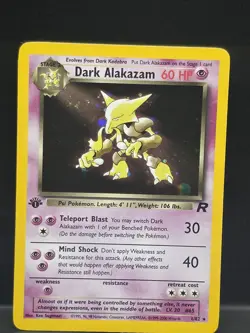 Pokemon Dark Alakazam TCG 1st Edition Holo Rare Card 1/82 Near Mint - Image 1