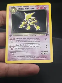 Pokemon Dark Alakazam TCG 1st Edition Holo Rare Card 1/82 Near Mint - Image 4