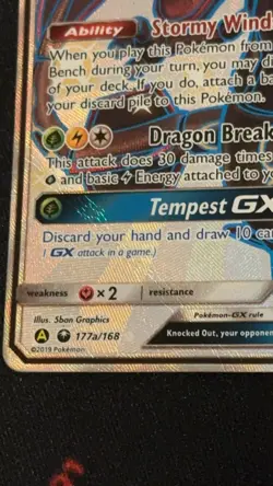 Rayquaza GX 177a/168 Celestial Storm Full Art Shiny Holo Rare Pokemon Card DMG - Image 3