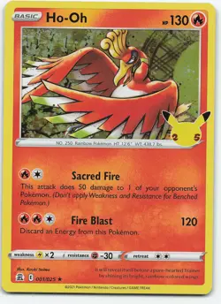 Ho-Oh 001/025 Holo Rare Celebrations NM Pokemon - Image 1