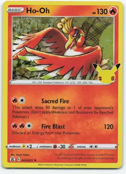 Ho-Oh 001/025 Holo Rare Holo Celebrations NM Pokemon - Image 1