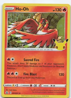 Ho-Oh 001/025 Holo Rare Holo Celebrations NM Pokemon - Image 1