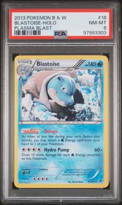 POKEMON 2013 B & W Plasma Blast BLASTOISE Holo #16 PSA 8 RARE - Image 1
