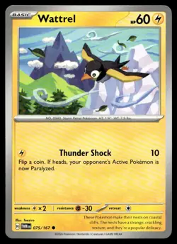 Wattrel 75/167 Pokemon Card Twilight Masquerade Common 60 HP NM QP - Image 1