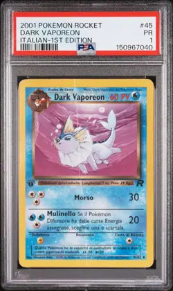 2001 POKEMON ITALIAN ROCKET 1ST EDITION #45 DARK VAPOREON PSA 1 - Image 1
