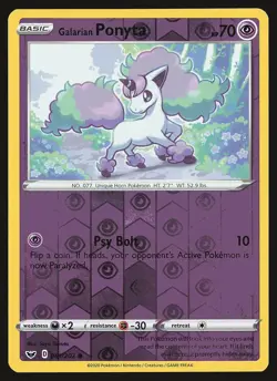 SWSH01: Sword & Shield Base Set Galarian Ponyta #081/202 Reverse Holo Pokemon - Image 1