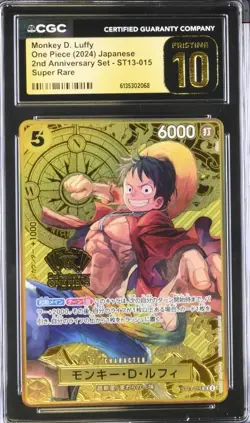CGC 10 PRISTINE Japanese ONE PIECE 2024 Monkey D. Luffy ST13-015 2nd Anniversary - Image 1