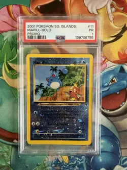 Pokemon 2001 Marill PSA 1 Holo Reverse 11 Southern Islands Promo English Nintend - Image 1