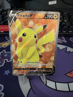 Pokemon TCG Brilliant Stars Pikachu v Ultra Rare Full Art With Printing Error - Image 1