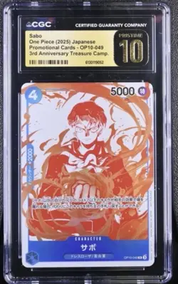 One Piece CGC Pristine 10 Sabo OP10-049 Promo 3rd Anniversary Treasure Japanese - Image 1