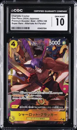 2024 ONE PIECE JAPANESE #OP03-108 CHARLOTTE CRACKER CGC 10 GEM MINT - Image 1