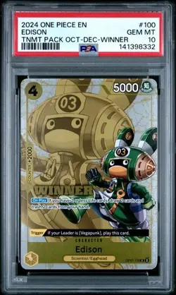 2024 ONE PIECE TOURNAMENT PACK OCT-DEC 100 EDISON WINNER PSA 10 GEM MINT - Image 1