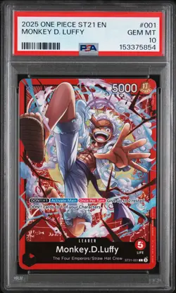 One Piece - ST21-EX Gear 5 Monkey.D.Luffy Red Leader Alt Art ST21-001 PSA 10 - Image 1