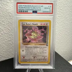 Pokemon 2000 Wotc Promo Team Rocket's Meowth 18 black star Promo PSA 10 - Image 2