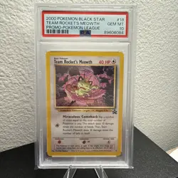 Pokemon 2000 Wotc Promo Team Rocket's Meowth 18 black star Promo PSA 10 - Image 3