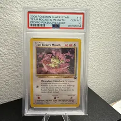 Pokemon 2000 Wotc Promo Team Rocket's Meowth 18 black star Promo PSA 10 - Image 5