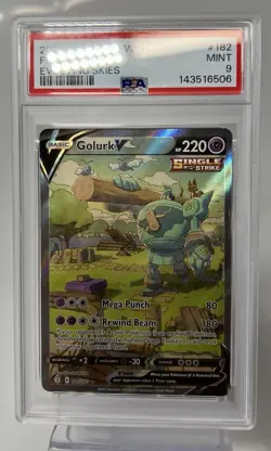 2021 Pokemon Evolving Skies #182 Golurk V Alt Art PSA 9 Mint - Image 1