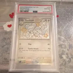 Pokemon Maushold 210/091 SV: Paldean Fates Shiny Rare Holo PSA 10 2024 EN - Image 1