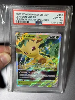 2022 POKEMON SWSH BLACK STAR PROMO #195 LEAFEON VSTAR PSA 10 - Image 1