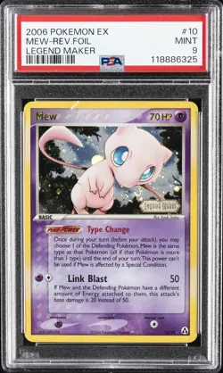2006 POKEMON EX LEGEND MAKER #10 MEW-REVERSE FOIL PSA 9 - Image 1