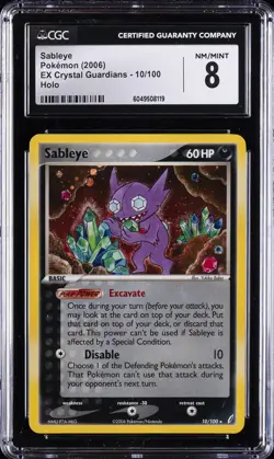 2006 POKEMON EX CRYSTAL GUARDIANS HOLO #10/100 SABLEYE CGC 8 - Image 1