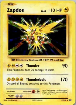 Zapdos 42/108 Holo Rare Evolutions Pokemon Holo Near Mint - Image 2