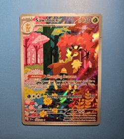 Pokemon TCG Sawsbuck 166/162 SV05 Temporal Forces Illustration Rare Holo - Image 1