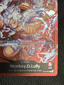 One Piece Monkey.D.Luffy ST21-001 Leader Red Foil - Image 4