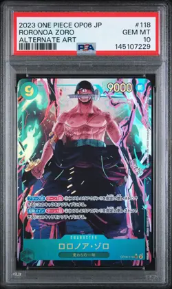 2023 ONE PIECE JAPANESE OP06-WINGS OF THE CAPTAIN #118 RORONOA ZORO PSA 10 - Image 1