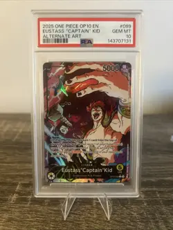 Bandai Eustass 'Captain' Kid OP10-099 Leader Alternate Art Foil PSA 10 EN - Image 1