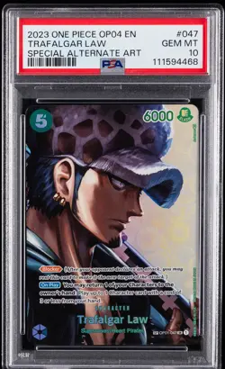 2023 ONE PIECE OP04-KINGDOMS OF INTRIGUE #047 TRAFALGAR LAW PSA 10 - Image 1
