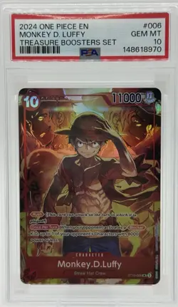 2024 One Piece EN Monkey D. Luffy ST10-006 SR Treasure Boosters Set PSA 10 - Image 1