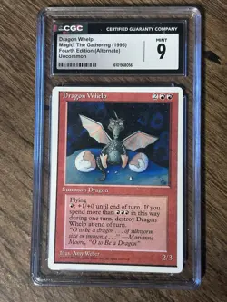 MTG Dragon Whelp Alternate 4th Edition Card Graded 9 - Image 1