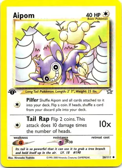 Aipom 26/111 Uncommon Neo Genesis Pokemon 1st Edition Lightly Played - Image 1