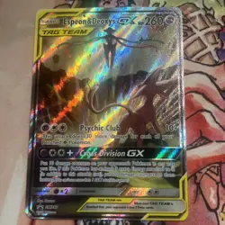 Pokemon TCG Espeon & Deoxys GX Ultra Rare Tag Team SM240 Holo Promo Blackstar - Image 1