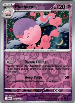 Musharna 036/086 Uncommon Black Bolt Pokemon Reverse Holo Near Mint - Image 1