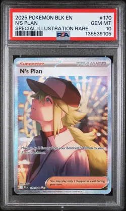 2025 POKEMON BLK EN-BLACK BOLT SPECIAL ILLUSTRATION RARE #170 N'S PLAN PSA 10 - Image 1