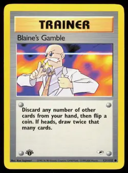 POKEMON 1ST EDITION BLAINE'S GAMBLE 121/132 VINTAGE COMMON GYM HEROES NM - Image 1