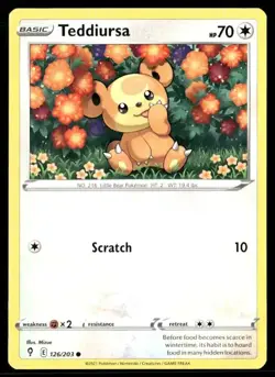 2021 Evolving Skies Set Pokemon Card 126  Teddiursa NM - Image 1