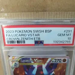 Pokemon 2023 Lucario VSTAR SWSH291 Full Art Crown Zenith ETB Gem Mint PSA 10 - Image 2