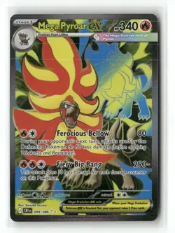Mega Pyroar ex 099/086 Ultra Rare ME04: Chaos Rising Pokemon Holo Near Mint - Image 1