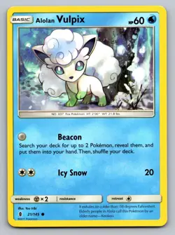 Alolan Vulpix 21/145 Common Guardians Rising Pokemon Lightly Played - Image 1