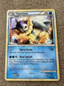 2011 Pokemon TCG Call Of Legends Vaporeon Non-Holo 52/95 LP+ - Image 1