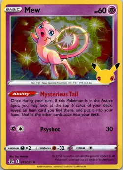 Mew 011/025 Holo Rare Celebrations Pokemon Holo Near Mint - Image 1
