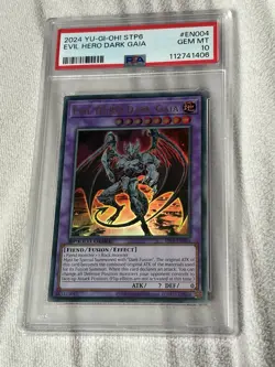 Yugioh Evil Hero PSA Bundle . Dark Gaia 10 , Infernal Sniper And Malicious 9 - Image 1