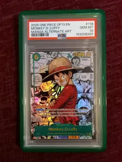 2025 One Piece OP13 EN Manga Alternate Art #118 Monkey D. Luffy PSA 10 GEM MINT - Image 1